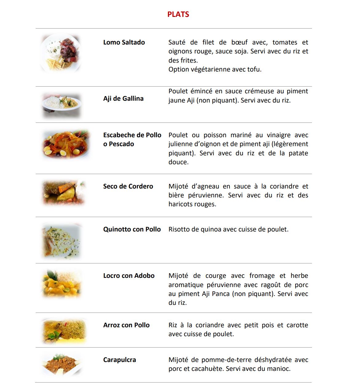 menu deli inka - plats
